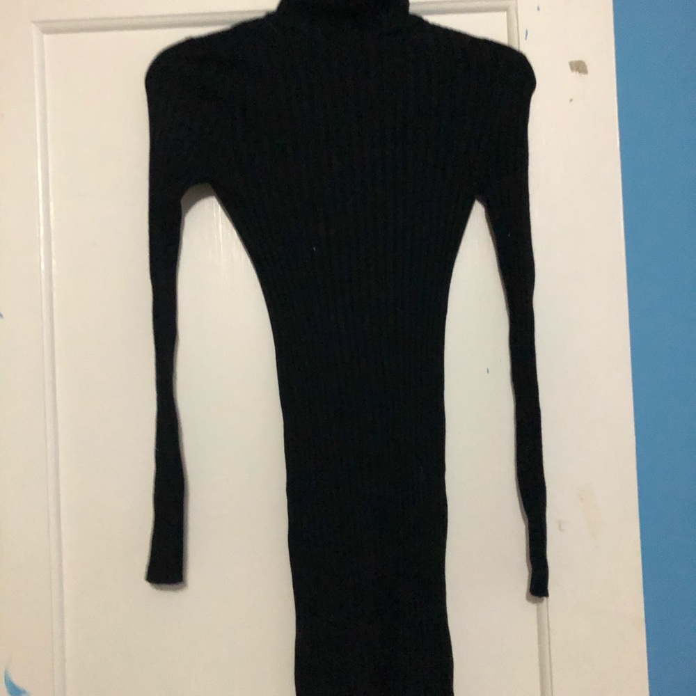 Black Form Fitting Sweater Dress